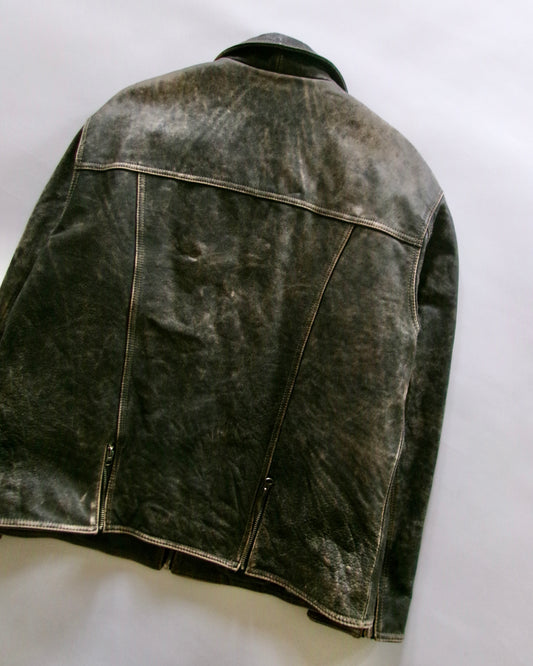 90s Marithe Francois Girbaud leather trucker jacket