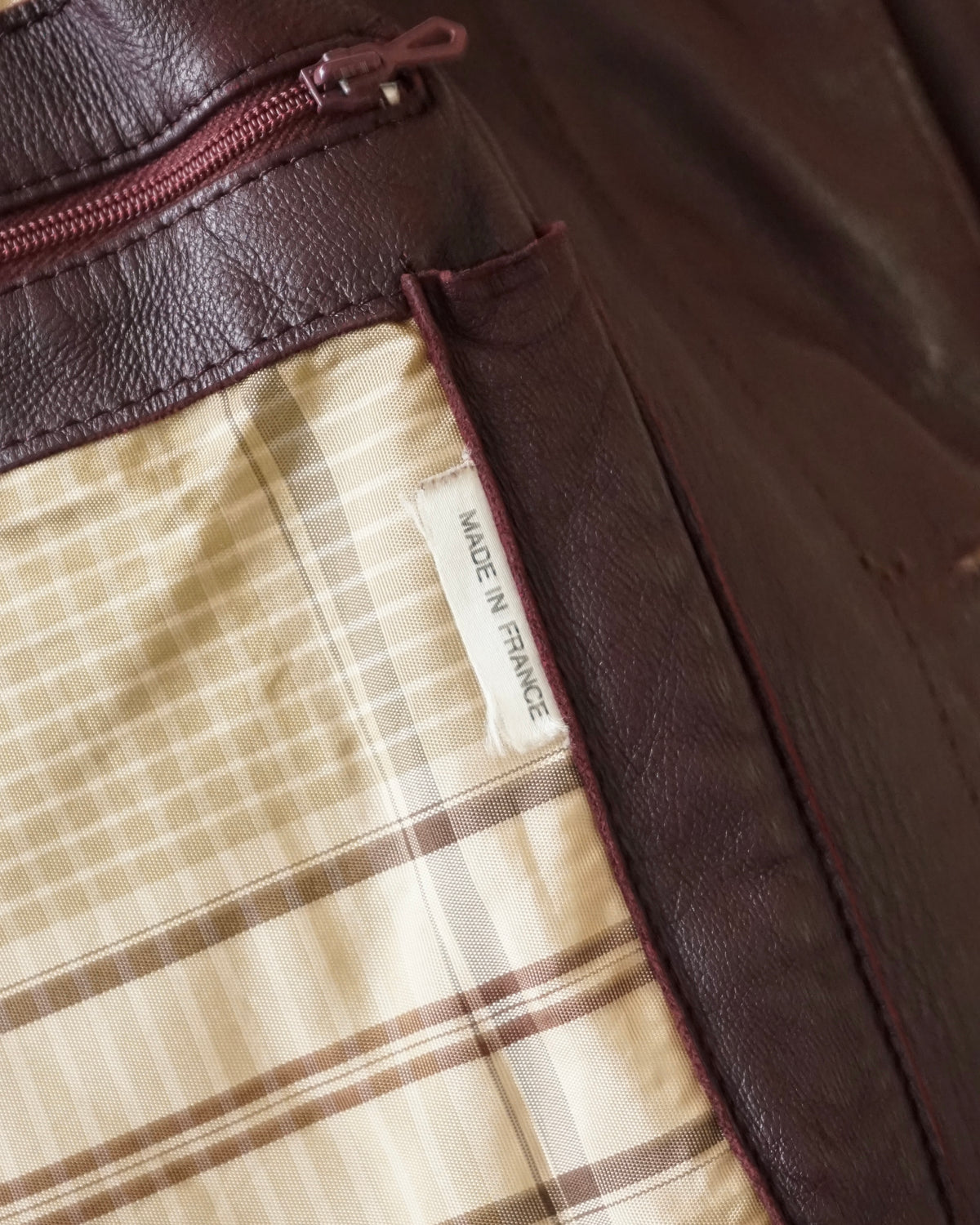 80-90s Made in France Burgundy Leather Blouson