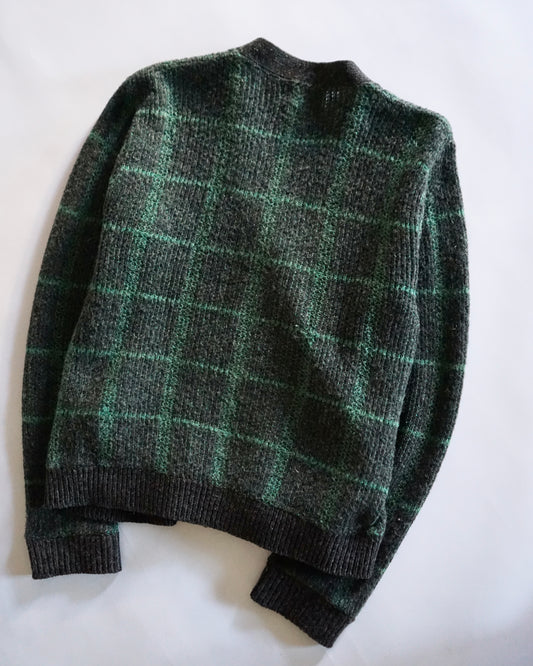 60s~70s Lord Clayton shadow check mohair cardigan