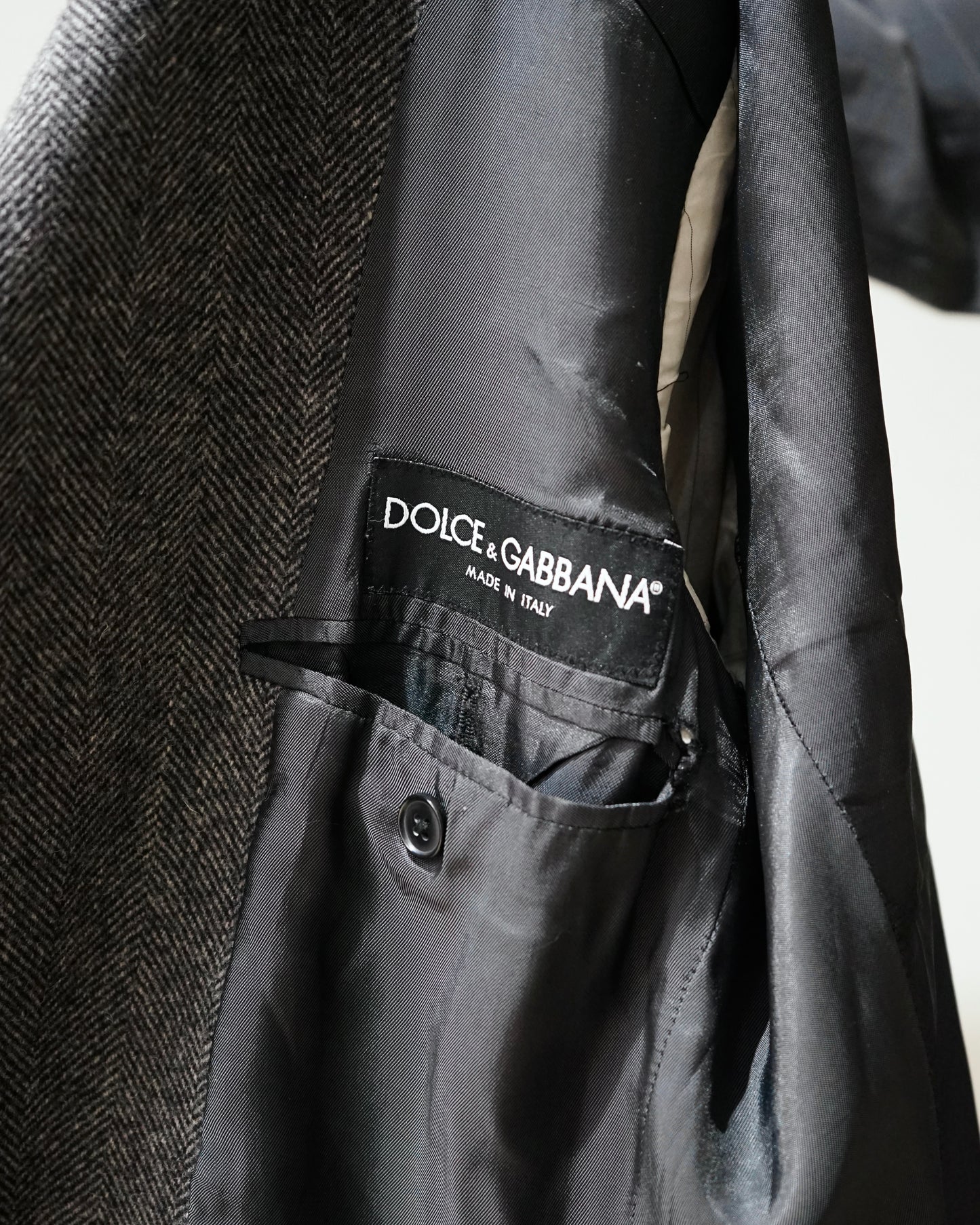 DOLCE&GABBANA leather collar tweed jacket