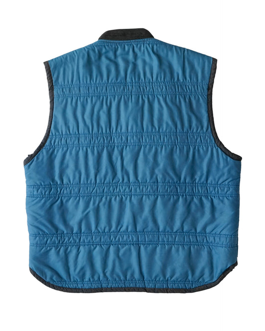 60s Vintage Nylon Boa Lined Zip-Up Vest / Blue