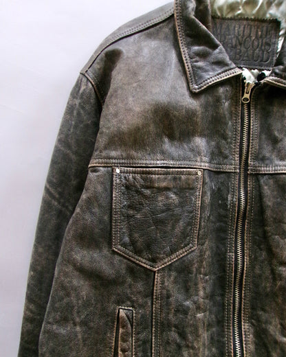 90s Marithe Francois Girbaud leather trucker jacket
