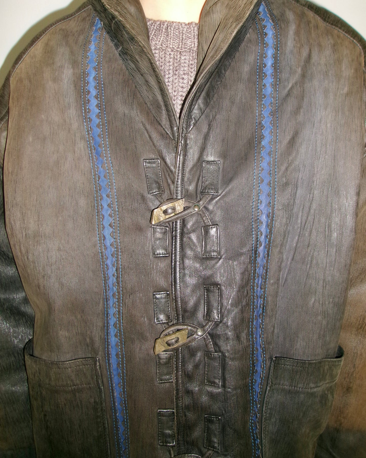 80~90s Marithe Francois Girbaud leather toggle  jacket