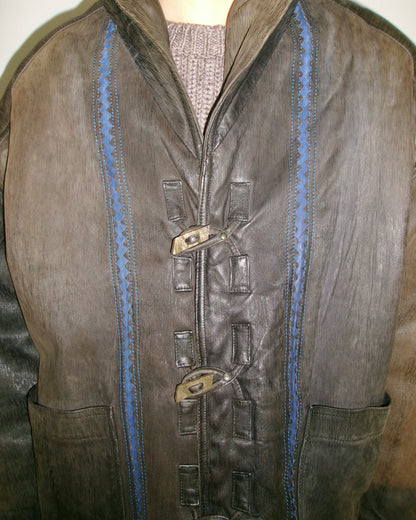 80~90s Marithe Francois Girbaud leather toggle  jacket