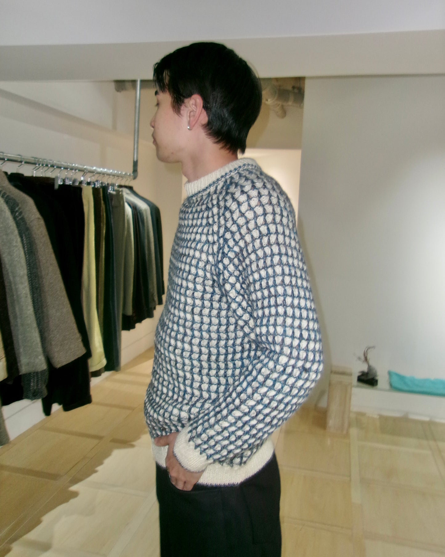 80s GIMBELS honeycomb waffle stitch knit