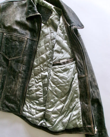 90s Marithe Francois Girbaud leather trucker jacket