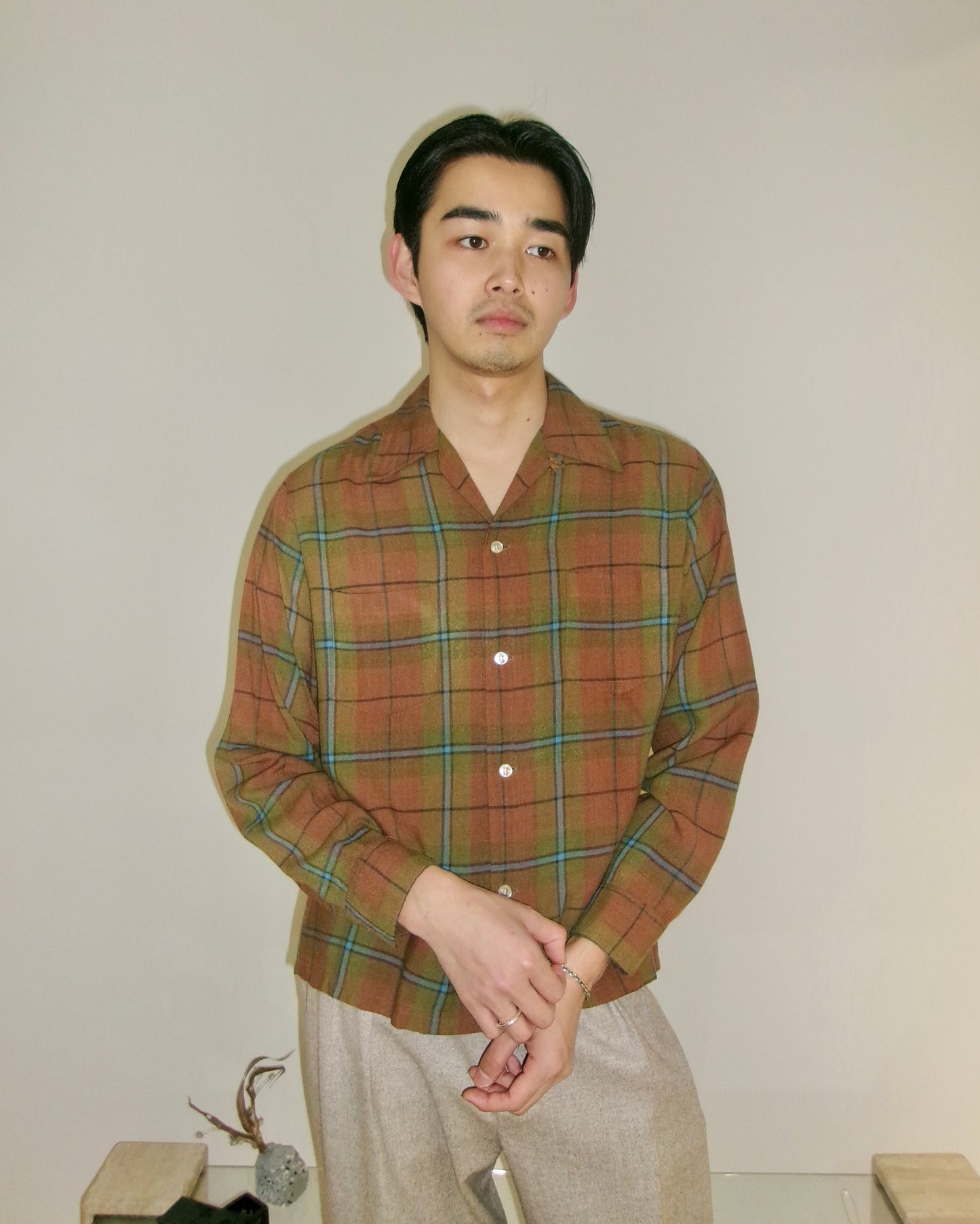 TOWNCRAFT rayon check shirt