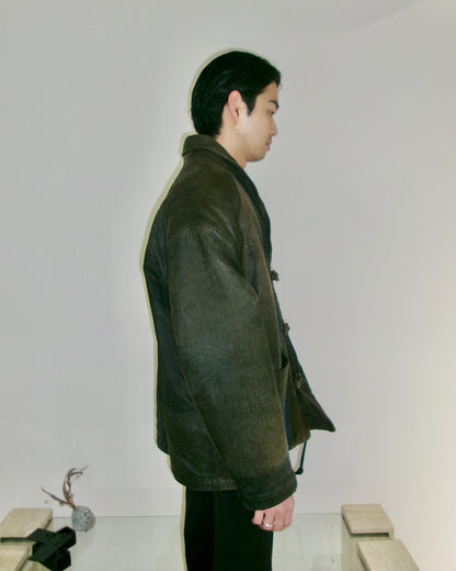 80~90s Marithe Francois Girbaud leather toggle  jacket