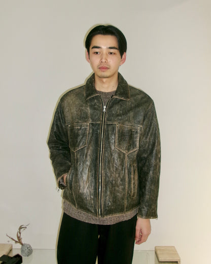 90s Marithe Francois Girbaud leather trucker jacket