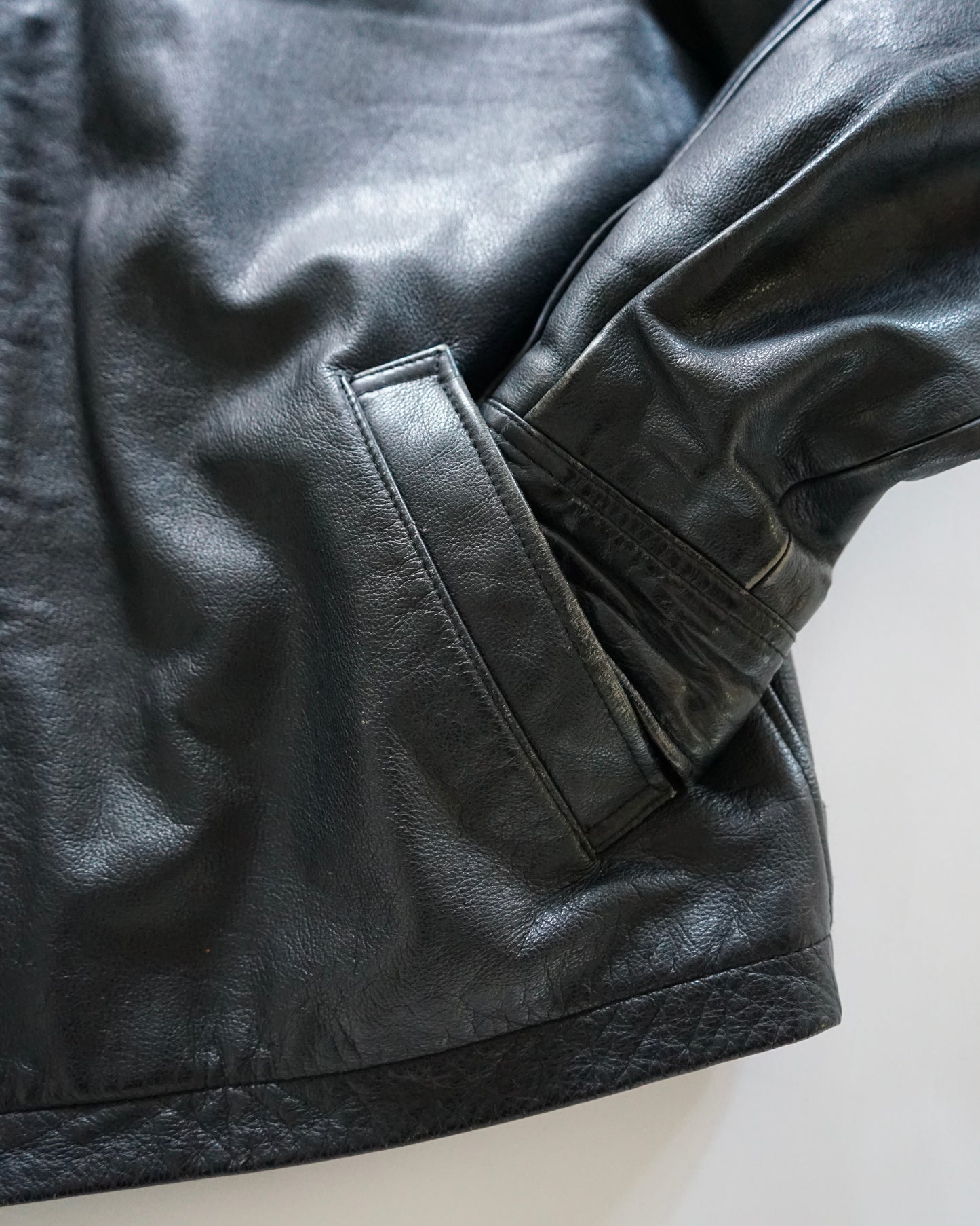 90s old gap zip up leather blouson