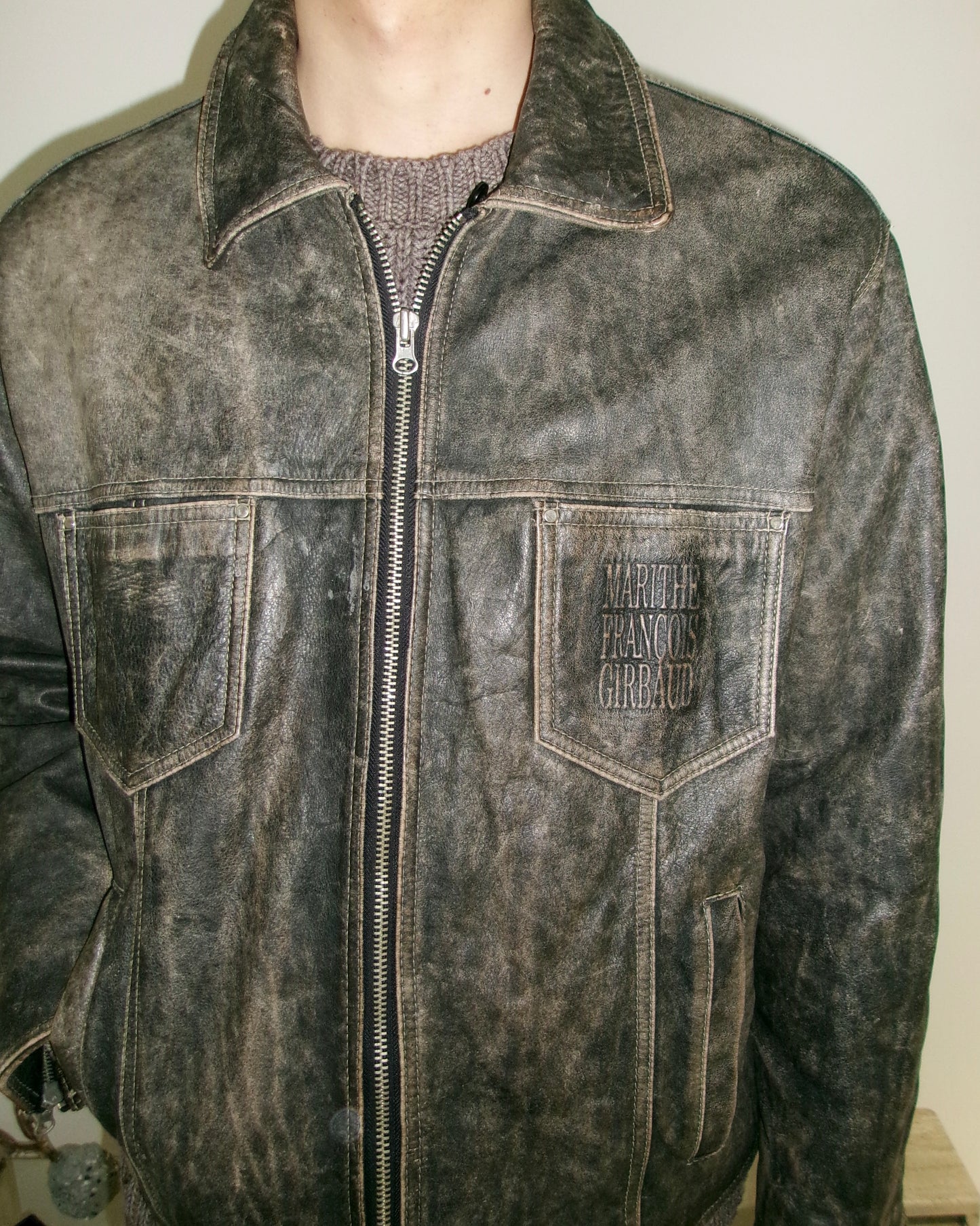 90s Marithe Francois Girbaud leather trucker jacket