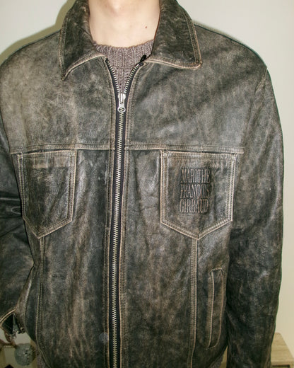 90s Marithe Francois Girbaud leather trucker jacket