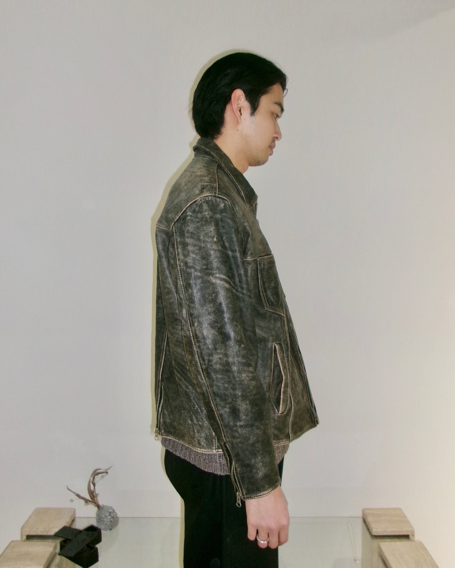 90s Marithe Francois Girbaud leather trucker jacket