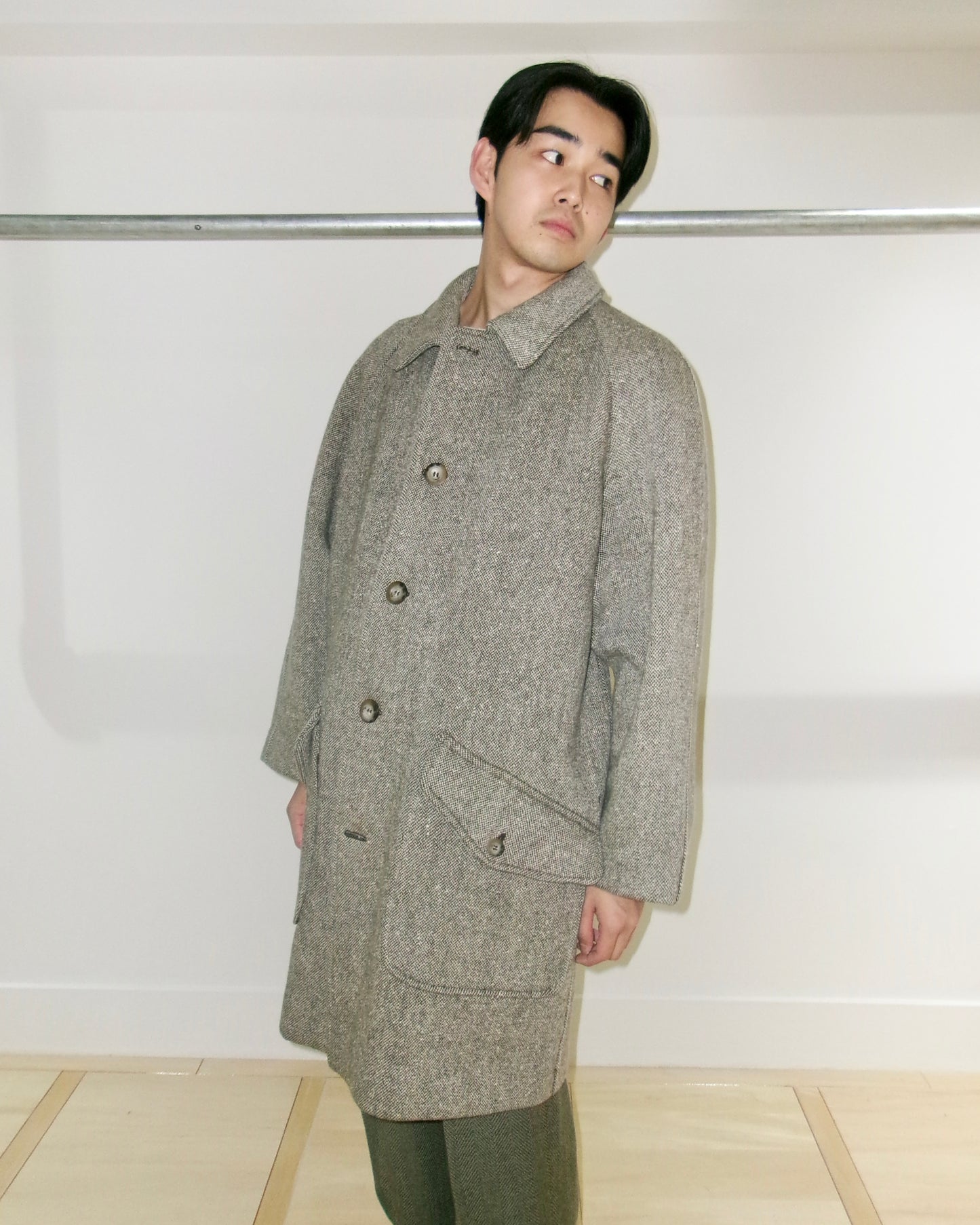 90s GIORGIO ARMANI-LE COLLEZONI special fabric wool coat made in italy