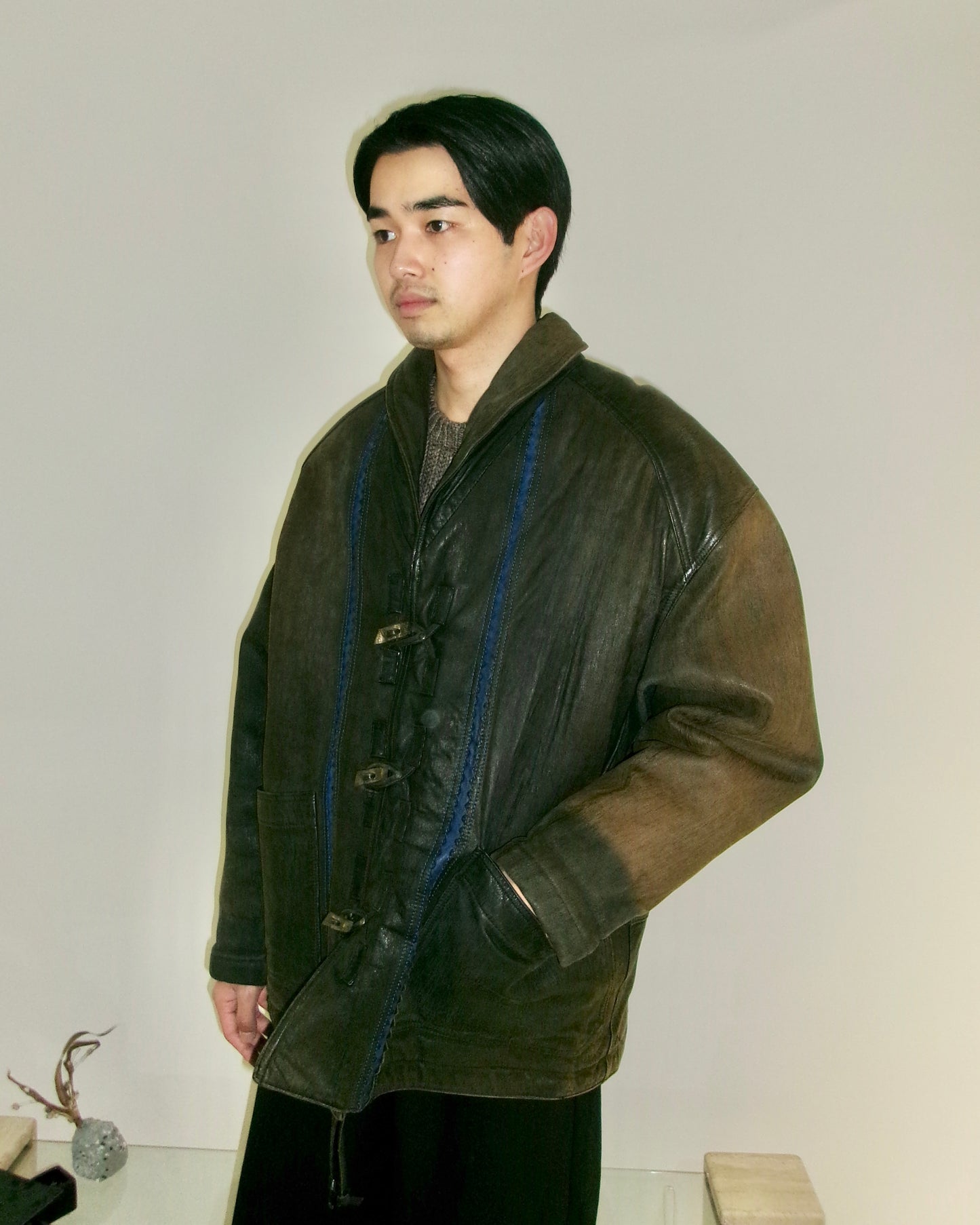 80~90s Marithe Francois Girbaud leather toggle  jacket