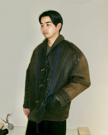 80~90s Marithe Francois Girbaud leather toggle  jacket