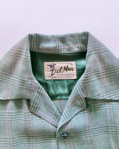 50s DEL MAR SPORTSWEAR rayon check shirt