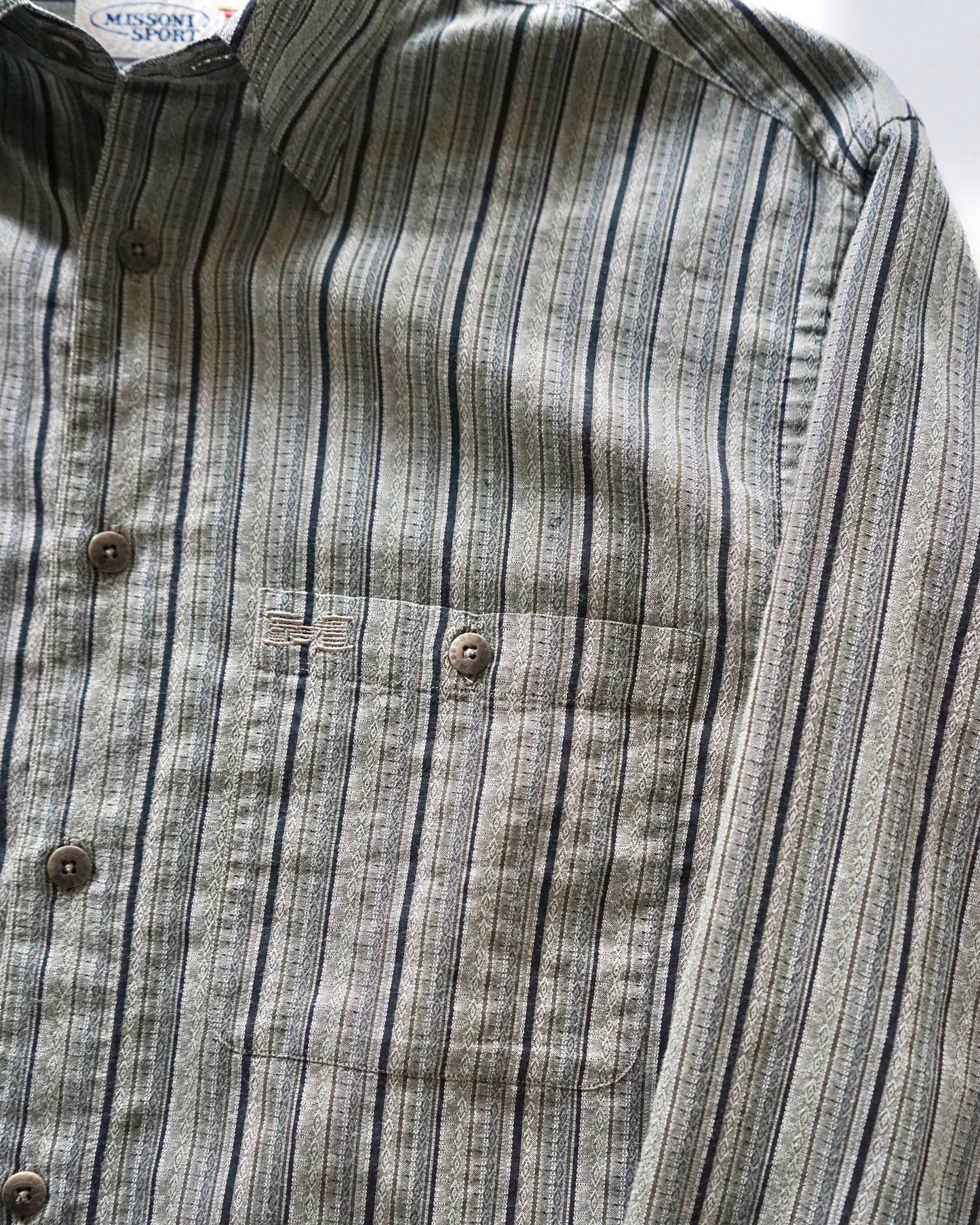 90s MISSONI SPORT geometric stripe shirt