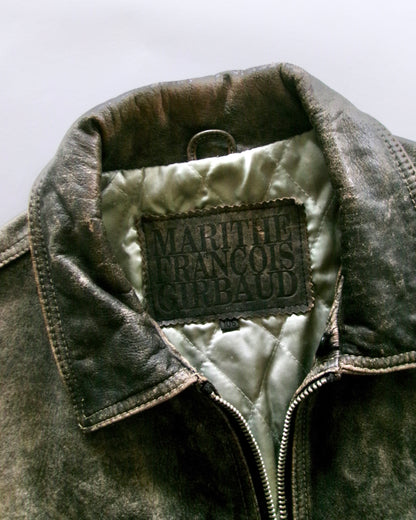 90s Marithe Francois Girbaud leather trucker jacket