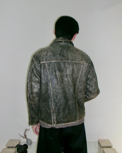 90s Marithe Francois Girbaud leather trucker jacket