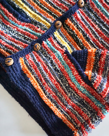 80-90s border Ecuador Hand made knit cardigan