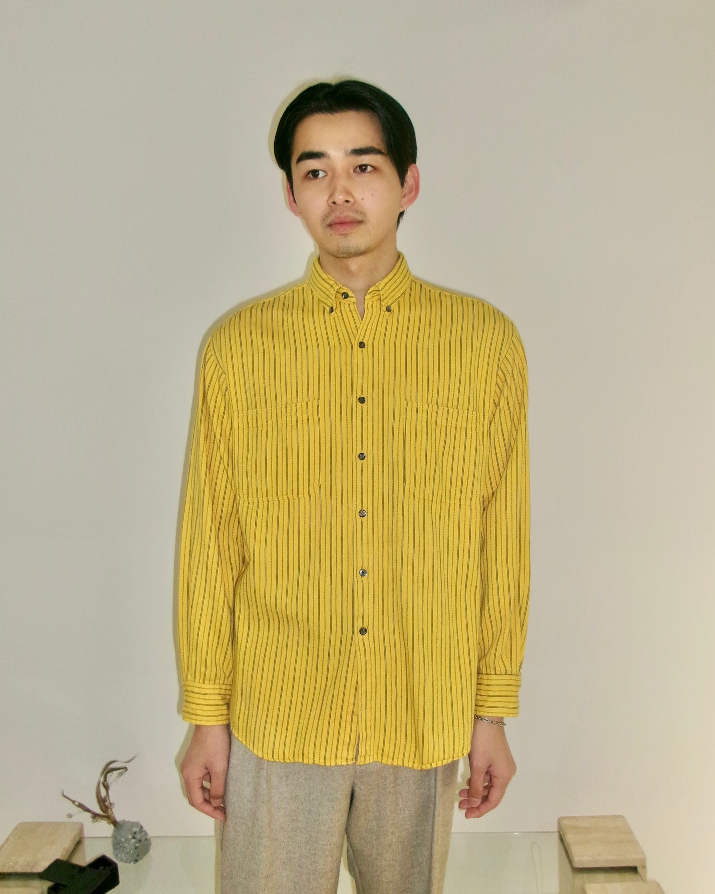 OLD GAP stripe flannel shirts yellow