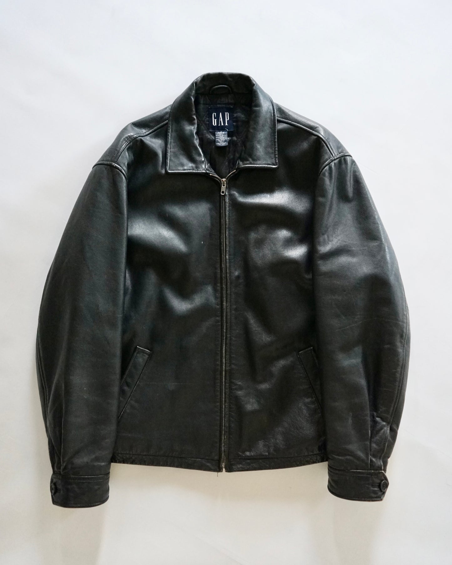 90s old gap zip up leather blouson