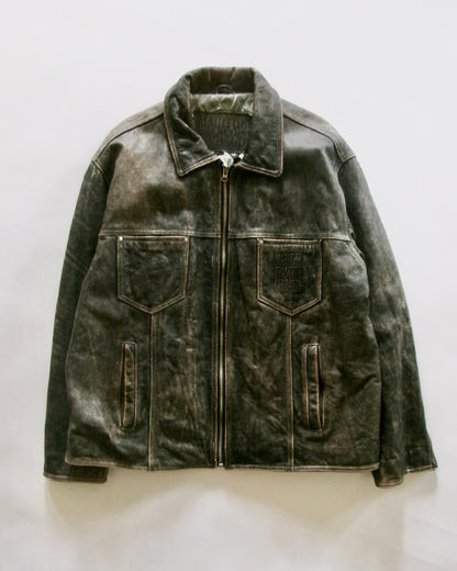 90s Marithe Francois Girbaud leather trucker jacket