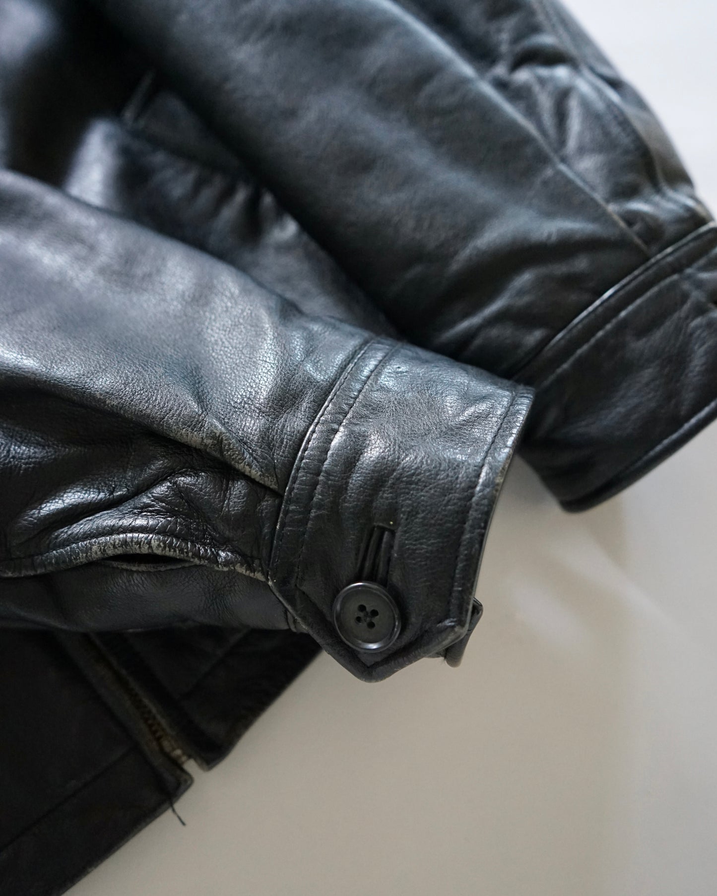 90s old gap zip up leather blouson