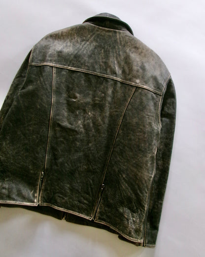 90s Marithe Francois Girbaud leather trucker jacket
