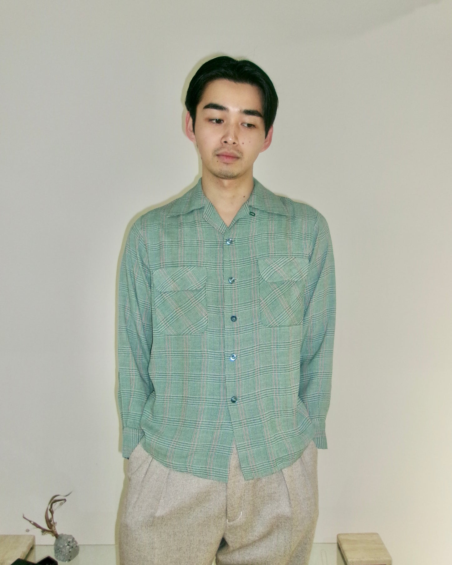 50s DEL MAR SPORTSWEAR rayon check shirt
