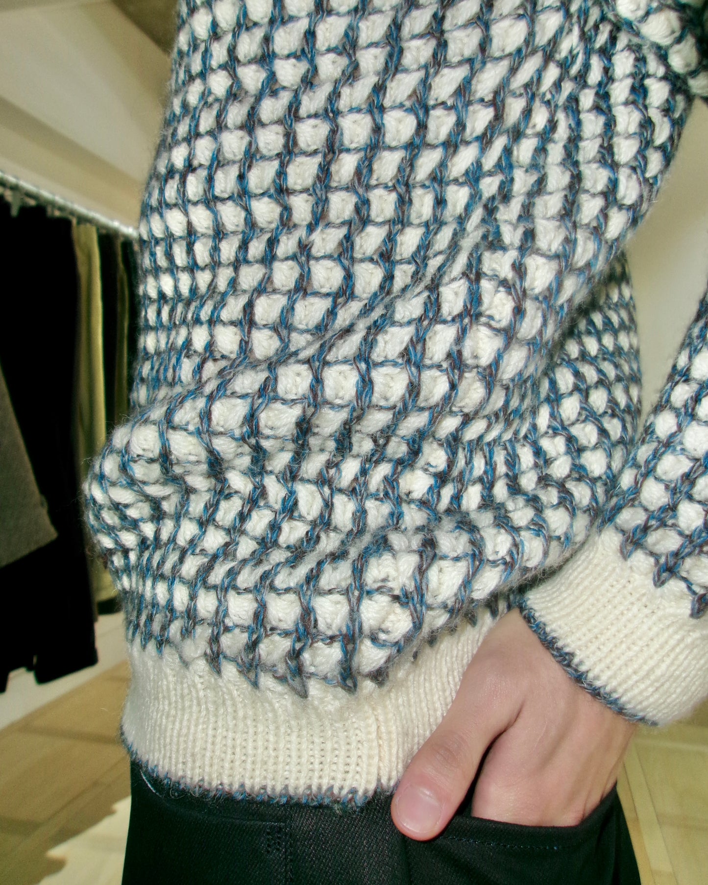 80s GIMBELS honeycomb waffle stitch knit