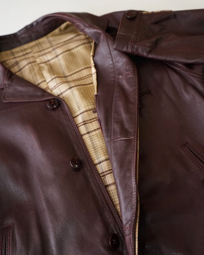 80-90s Made in France Burgundy Leather Blouson