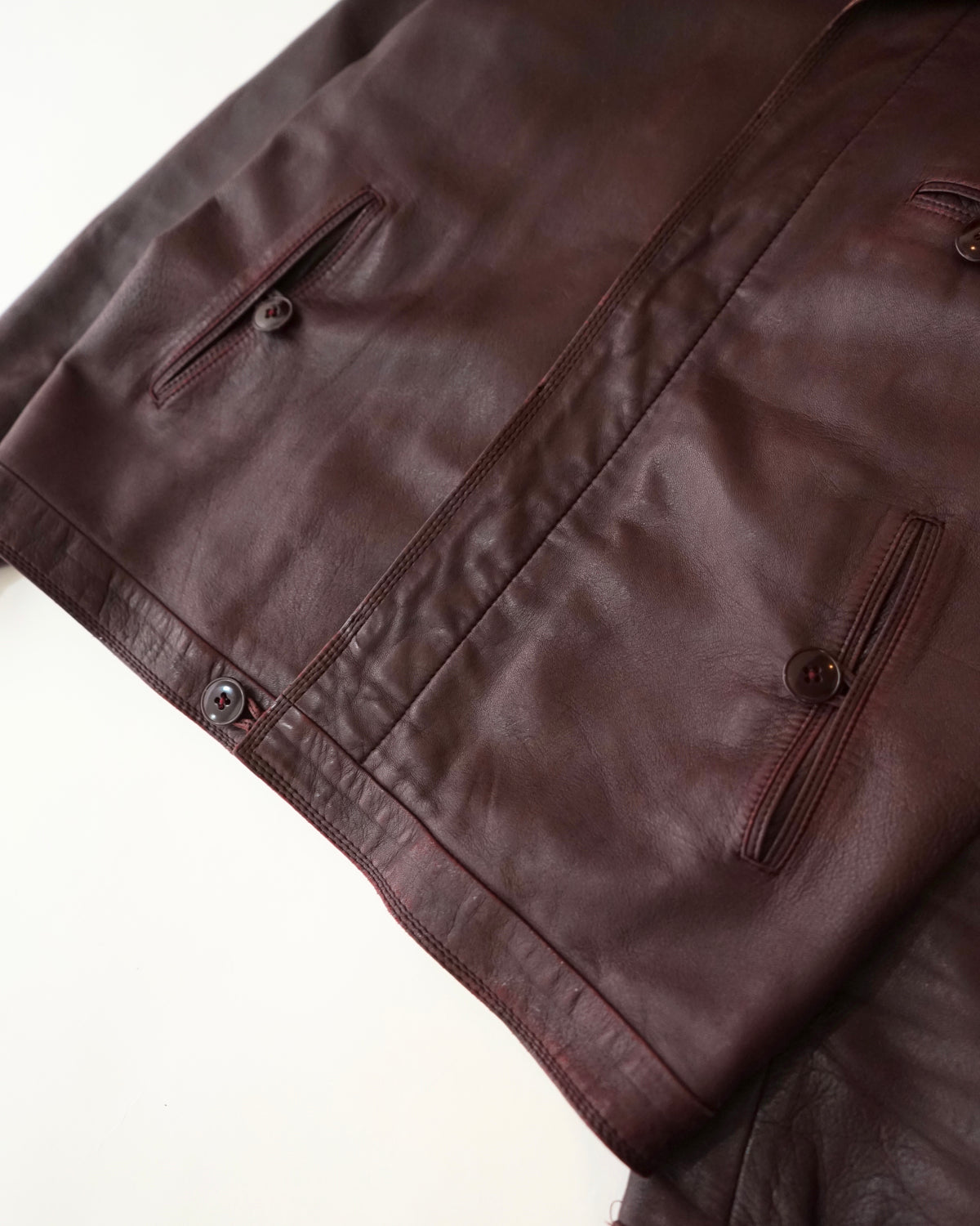 80-90s Made in France Burgundy Leather Blouson