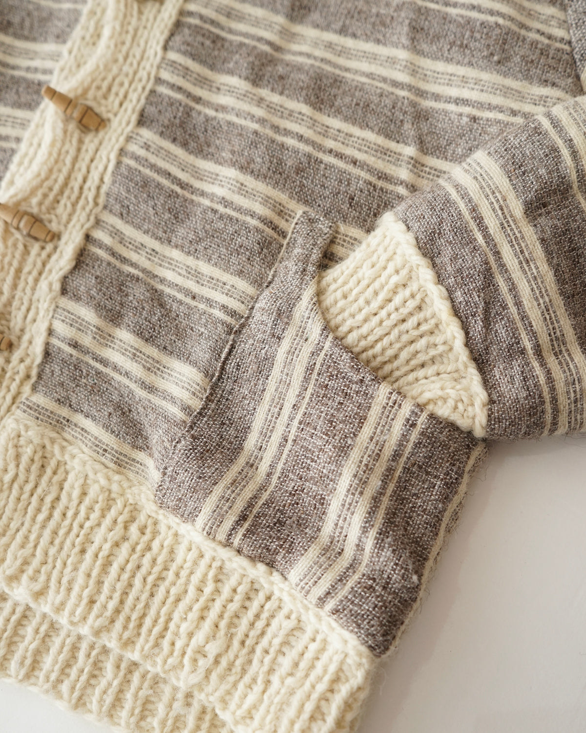 70s ALEX KONTARINIS Handwoven Wool Toggle Jacket