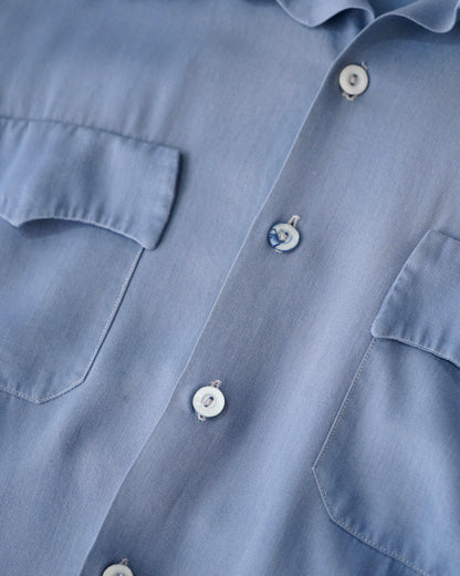 1950s Holly-Made California Rayon Gabardine Open Collar Shirt