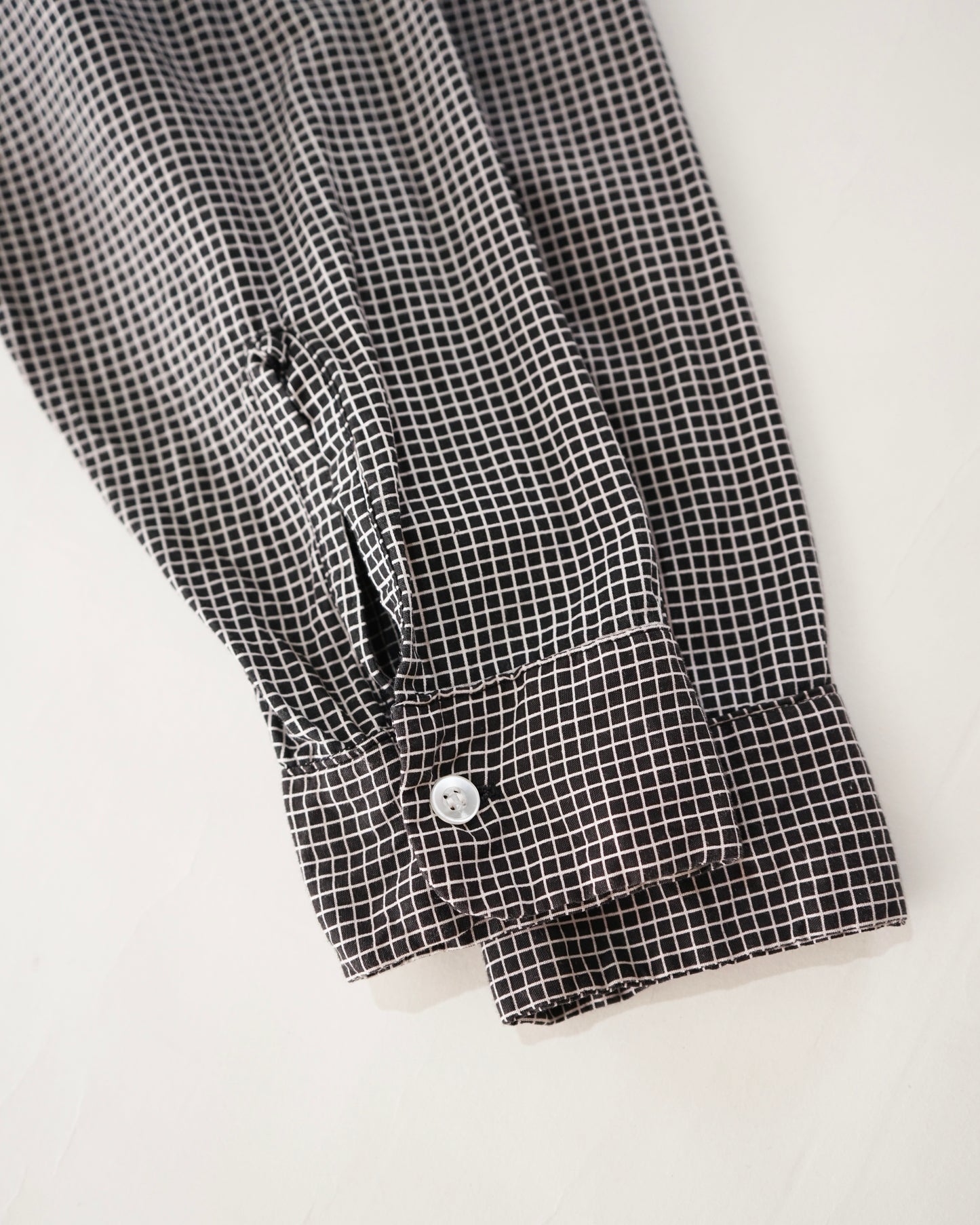 1960s Balsam Black Micro Check 3-Point Button Down Shirt