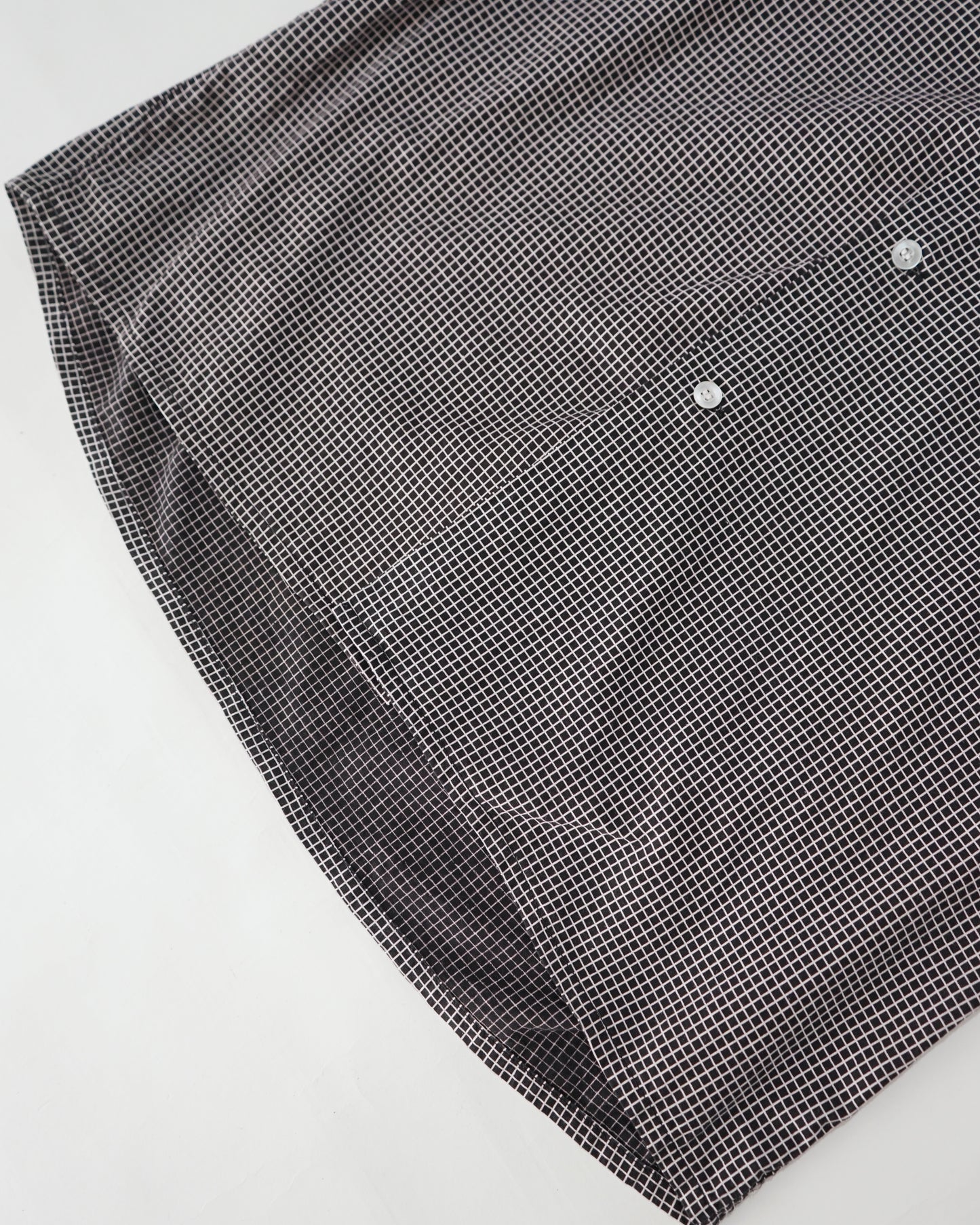 1960s Balsam Black Micro Check 3-Point Button Down Shirt