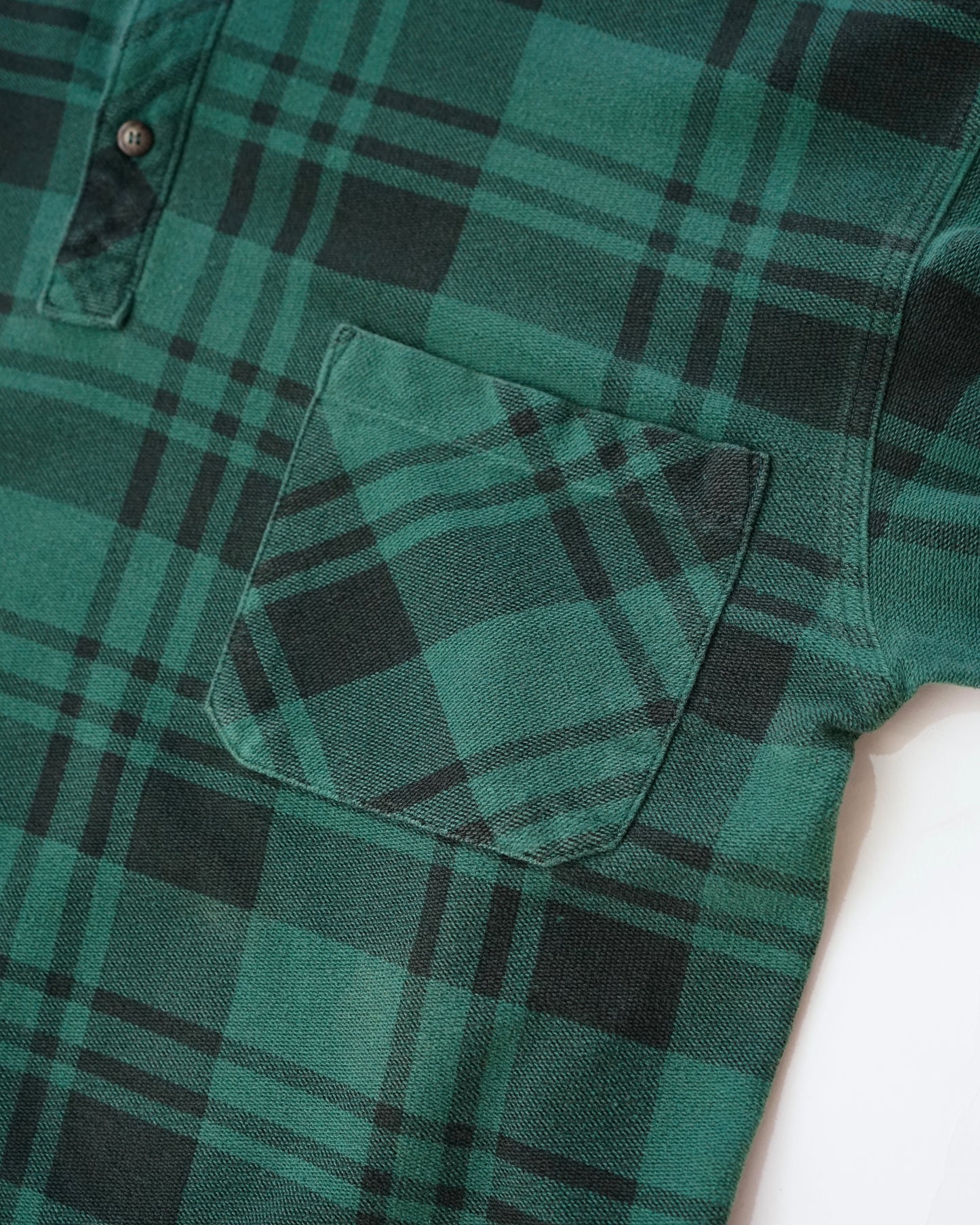 90s OLD GAP Plaid Piqué Henley Neck Pullover Shirt