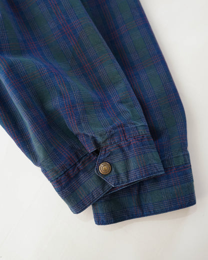 90s Eddie Bauer Black Watch Plaid Cotton Swing Top Made in USA