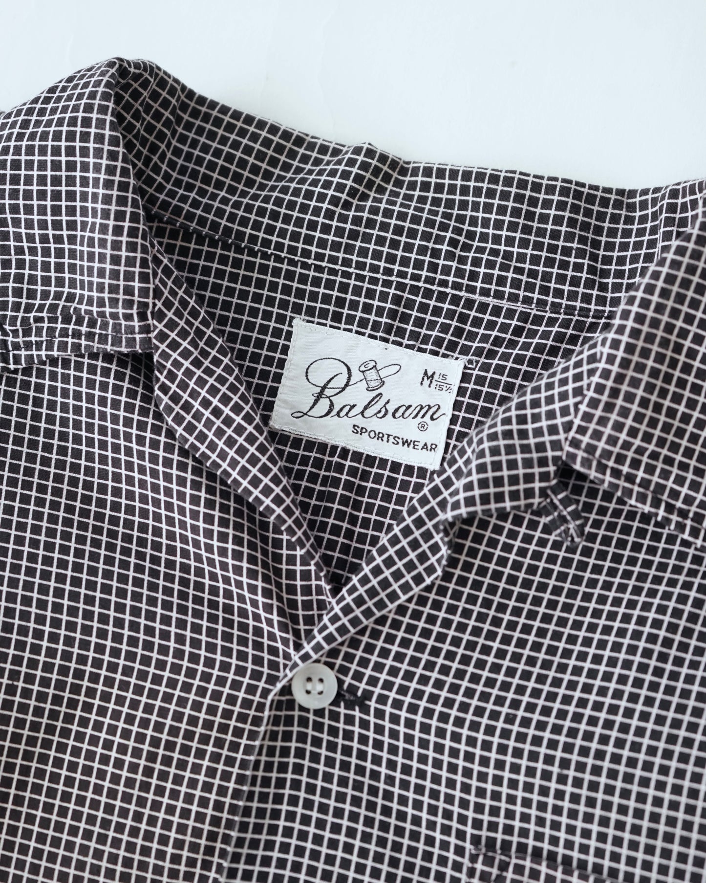 1960s Balsam Black Micro Check 3-Point Button Down Shirt
