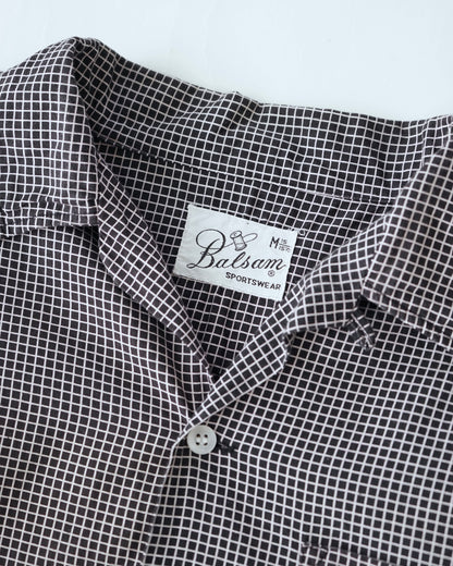 1960s Balsam Black Micro Check 3-Point Button Down Shirt