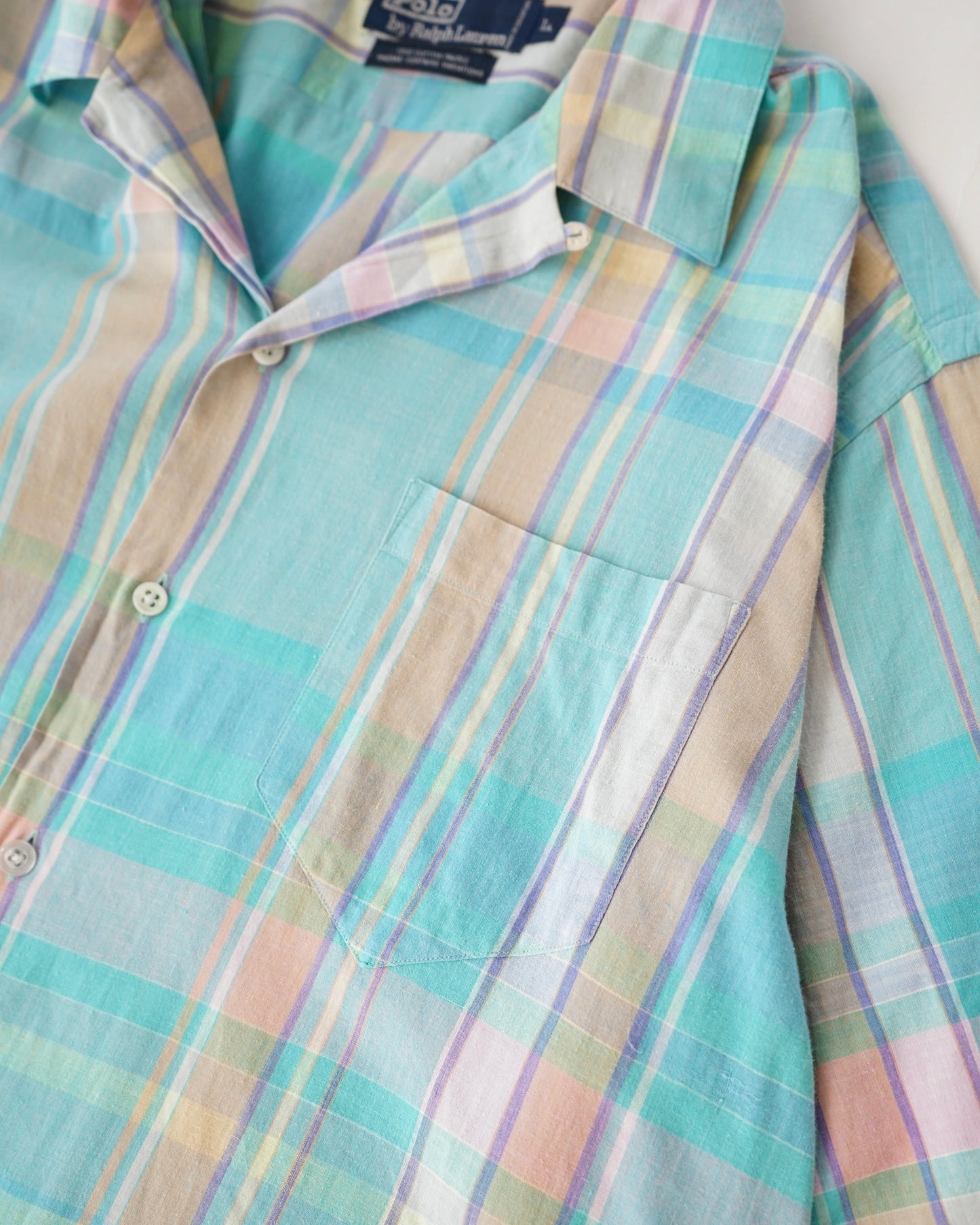 Polo by Ralph Lauren Pastel Madras Open Collar Shirt