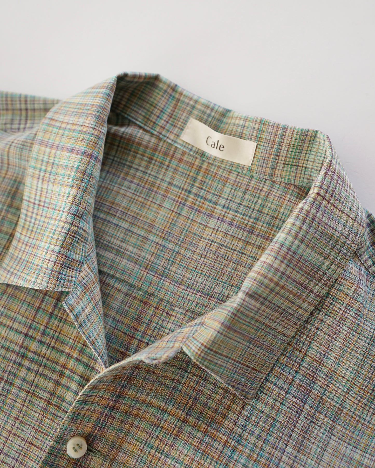 Cale-cotton Ikat check shirts-green