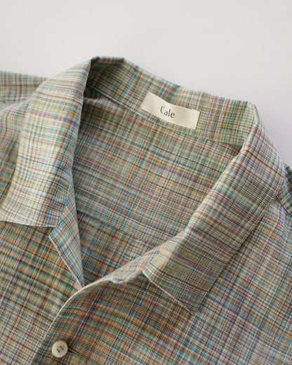 Cale-cotton Ikat check shirts-green