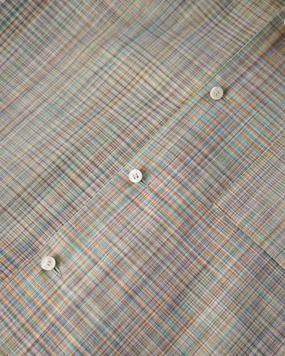 Cale-cotton Ikat check shirts-green