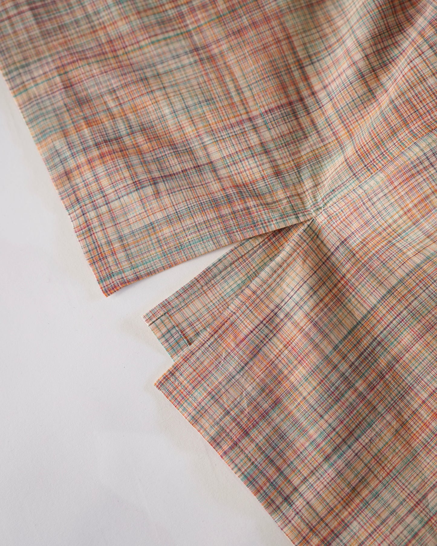 Cale-cotton Ikat check shirts-orange