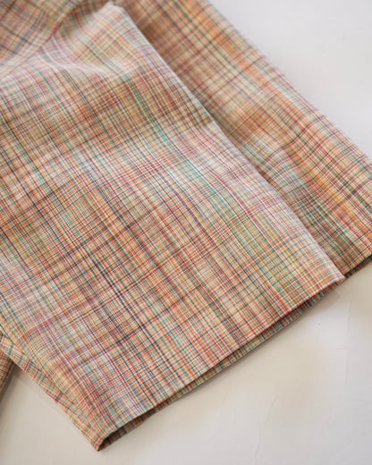 Cale-cotton Ikat check shirts-orange
