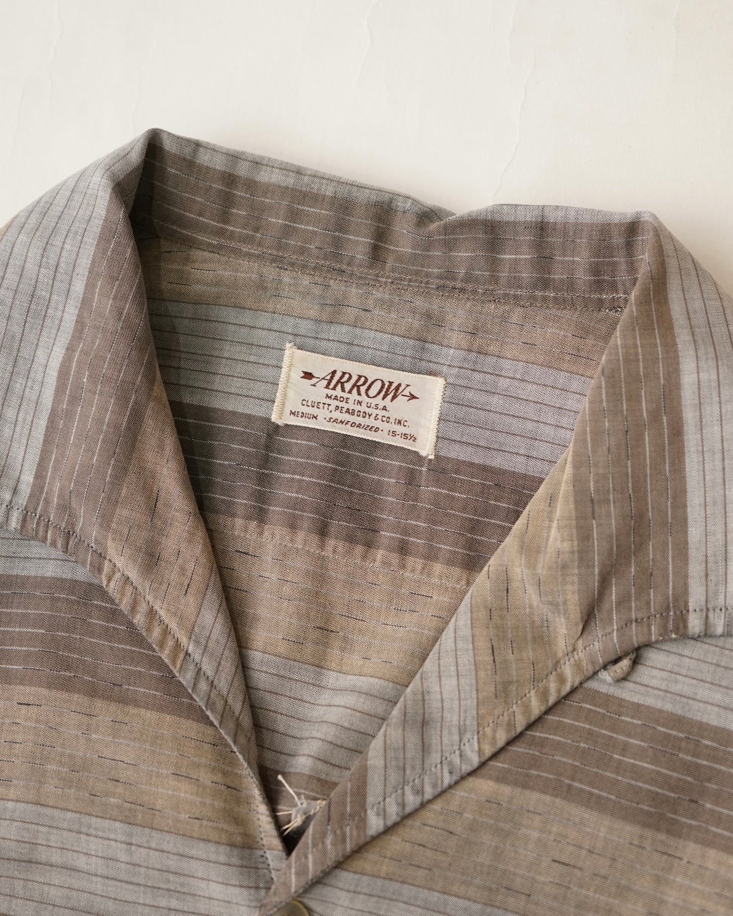 60s ARROW border pattern open collar shirts