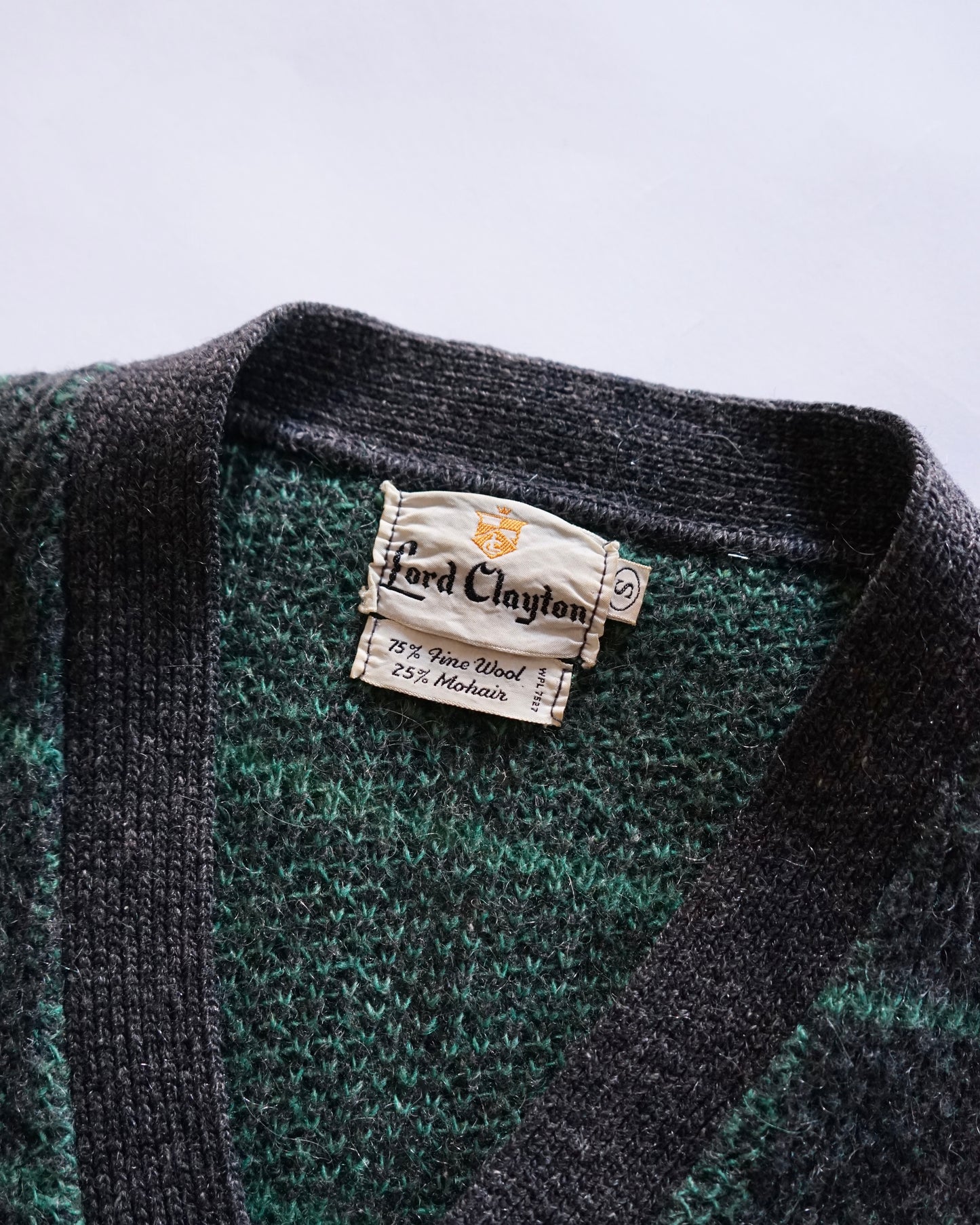 60s~70s Lord Clayton shadow check mohair cardigan